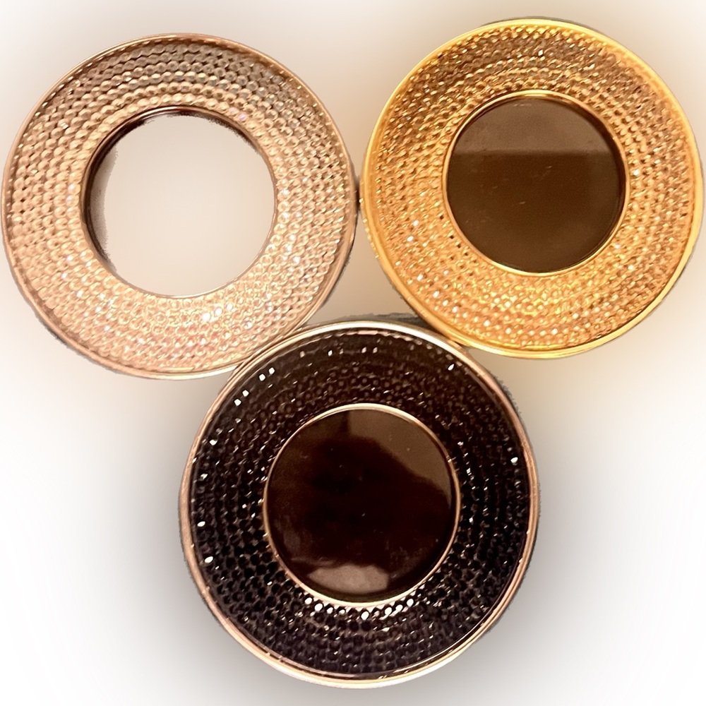 Elegant Set of (3) Bejeweled Small Round Picture Frames